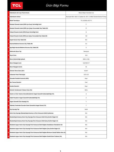 TCL 55C655 4K Ultra HD 55'' 140 Ekran Uydu Alıcılı Google Smart QLED TV