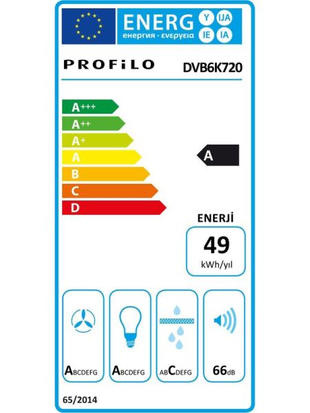 PROFİLO DVB6K720 Beyaz Cam Dekor Duvar Tipi Davlumbaz