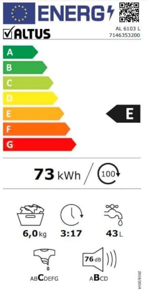 ALTUS AL 6103 L 6 Kg 1000 Devir Beyaz Çamaşır Makinesi