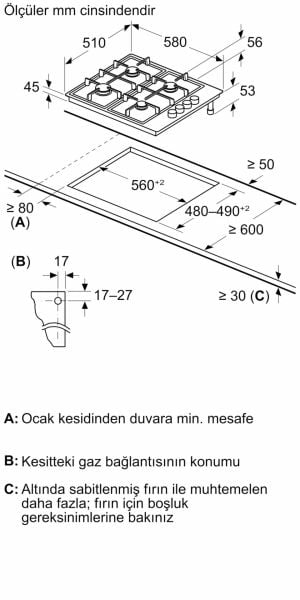 PROFİLO OB36P5B82D Inox Paslanmaz Çelik Ankastre Ocak