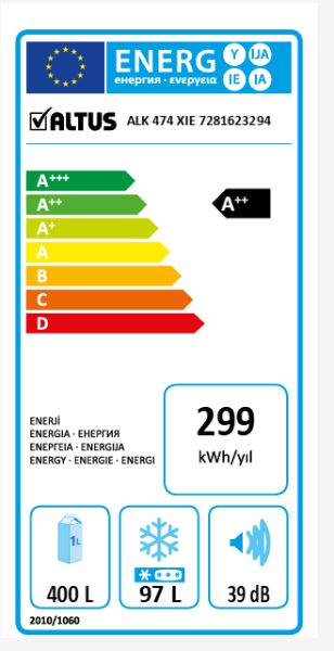 Altus ALK 474 XIE Kombi No Frost Buzdolabı