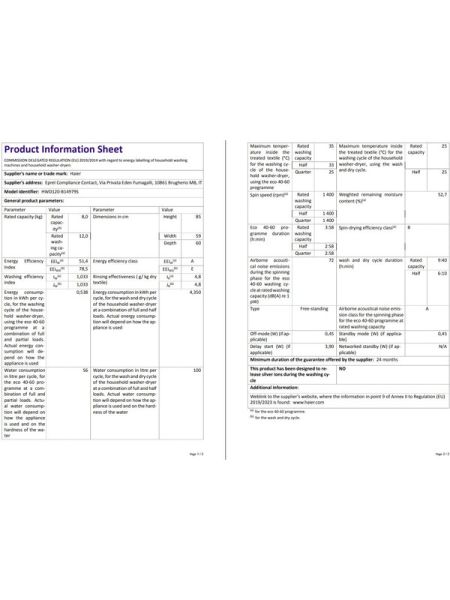 HWD120-B14979-S 12 kg Yıkama 8 kg Kurutma 1400 Devir Kurutmalı Çamaşır Makinesi