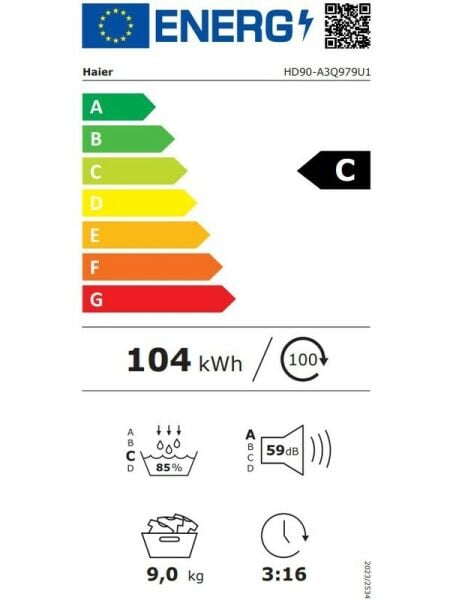 HAIER HD90-A3Q979U1-S 9 kg Wi-Fi Bağlantılı Isı Pompalı Kurutma Makinesi