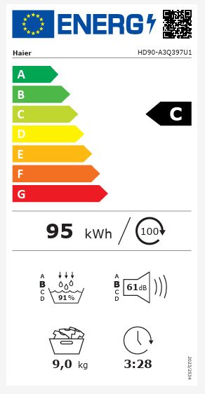 HAIER HD90-A3Q397U1-S 9 kg Wi-Fi Bağlantılı Isı Pompalı Kurutma Makinesi