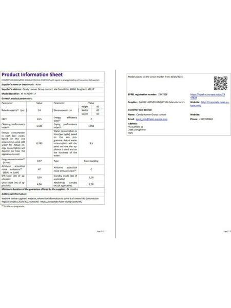 Haier Xf 4C7S0W-17 10 Programlı Wi-Fi Bağlantılı Bulaşık Makinesi