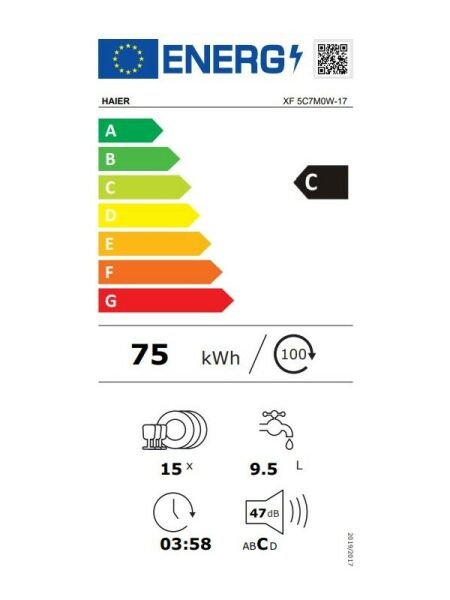 HAIER Xf 5C7M0W-17 10 Programlı Wi-Fi Bağlantılı Bulaşık Makinesi