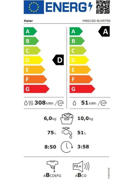 HAIER HWD100-B14979-S 10 kg Yıkama 6 kg Kurutma 1400 Devir Kurutmalı Çamaşır Makinesi