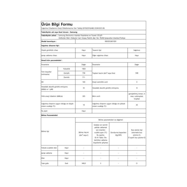 Samsung RB50DG601EB1TR 508 L Kombi No Frost Buzdolabı