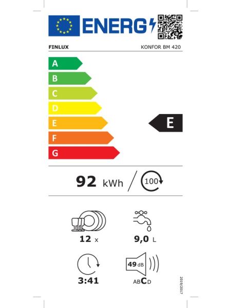 Finlux Konfor BM 420 E Enerji Sınıfı 4 Programlı 12 Kişilik Bulaşık Makinesi