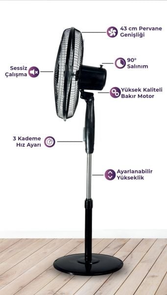 Luno LV48009B01 Ayaklı Vantilatör