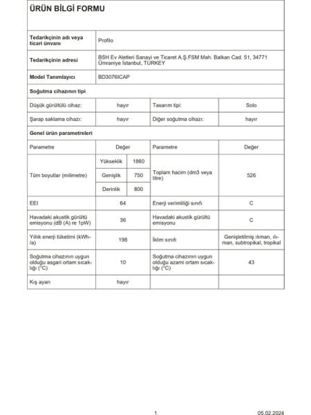 Profilo BD3076ICAP Kombi No Frost Buzdolabı